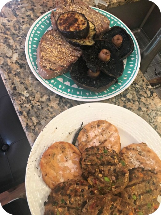 Grilling Tuna, Portobellos, Salmon and Veggie Burgers
